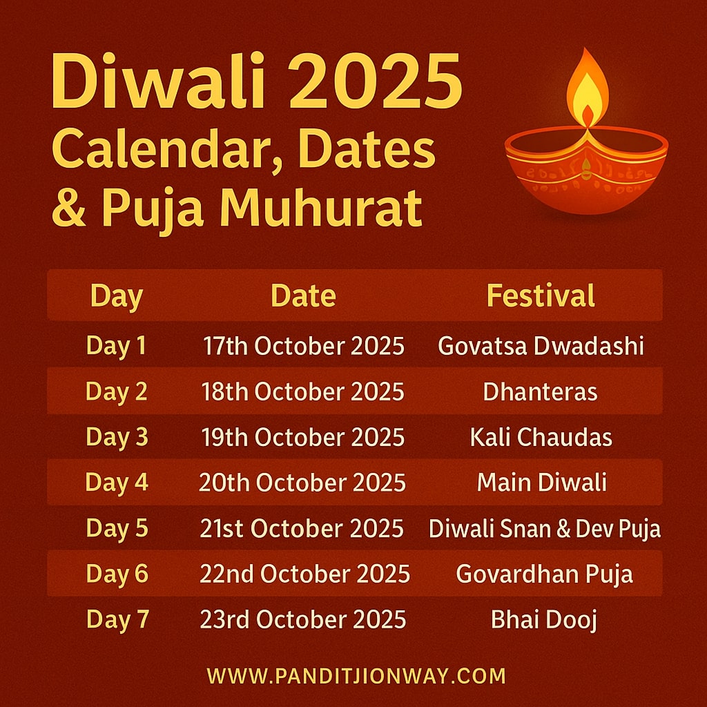 You are currently viewing Diwali 2025 Calendar, Dates & Puja Muhurat | PanditJi On Way