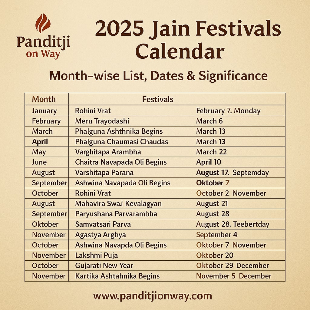 You are currently viewing 2025 Jain Festivals Calendar | Month-wise List, Dates & Significance