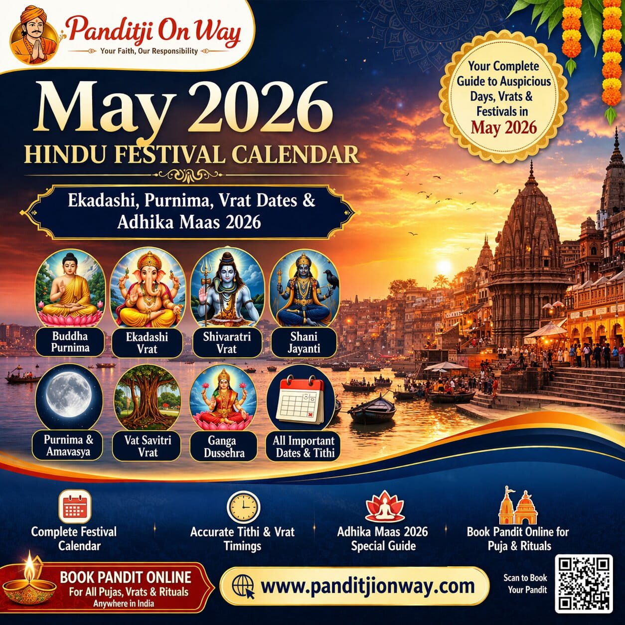 You are currently viewing May 2026 Hindu Festival Calendar | Ekadashi, Purnima, Vrat Dates & Adhika Maas 2026
