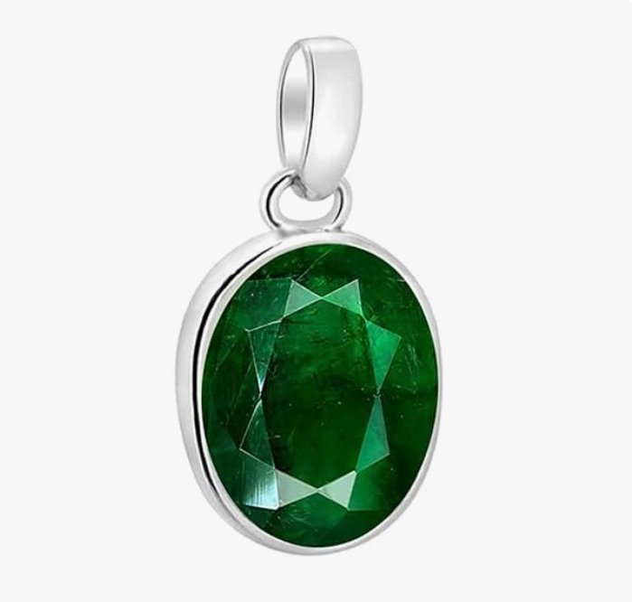 natural 11 25 ratti 10 97 carat emerald numerology pendant Natural 11.25 Ratti (10.97 Carat) Emerald Numerology Pendant