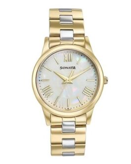 Sonata Gold + Silver Quartz Analog Watch – Off White Dial – for Women