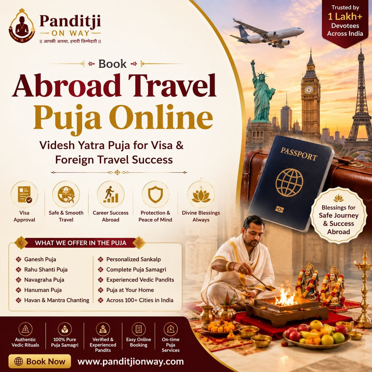 Book Abroad Travel Puja Online Videsh Yatra Puja for Visa Book Abroad Travel Puja Online Videsh Yatra Puja for Visa