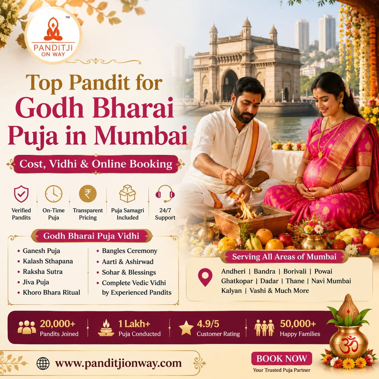 You are currently viewing Top Pandit for Godh Bharai Puja in Mumbai | Cost, Vidhi & Online Booking