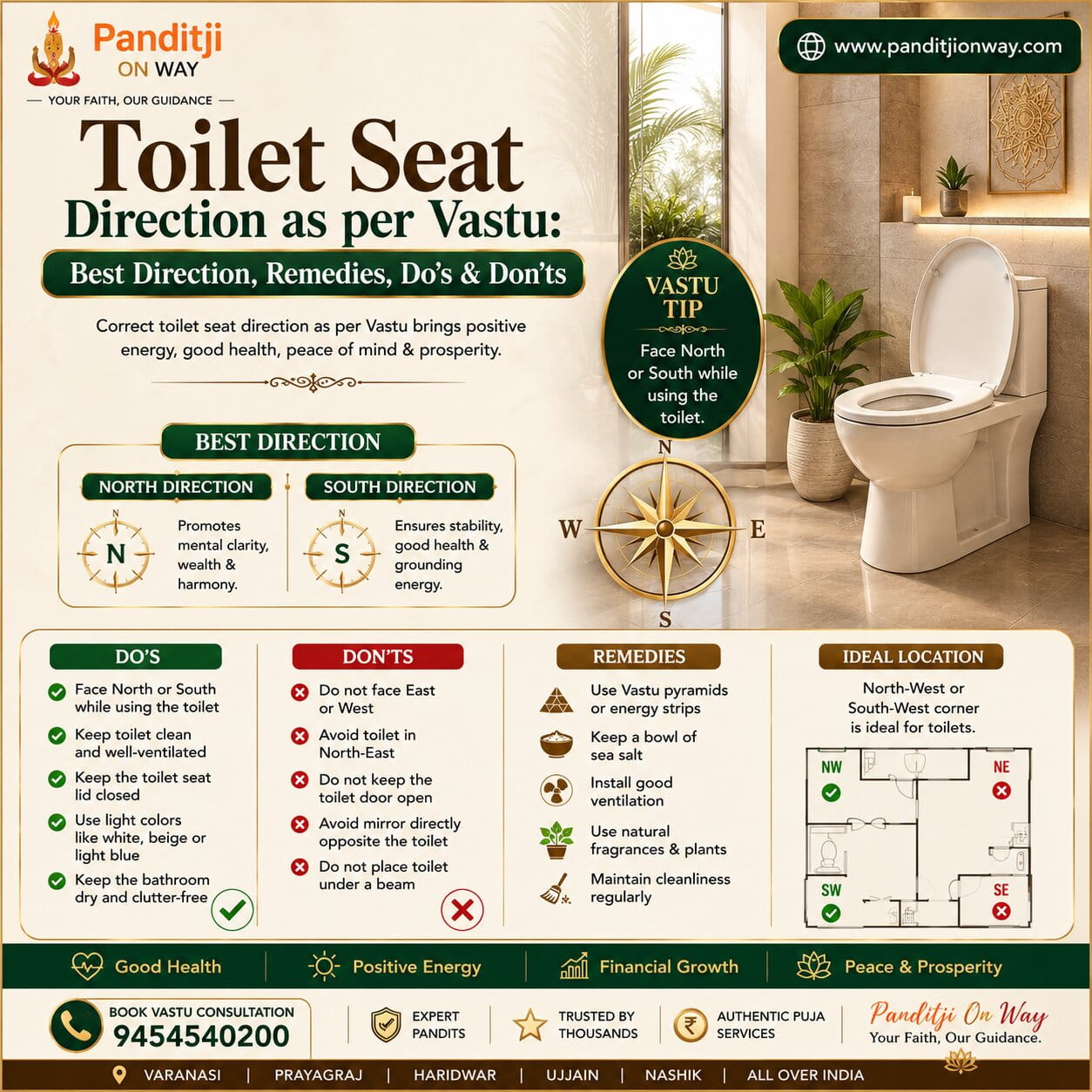 Toilet seat direction as per Vastu