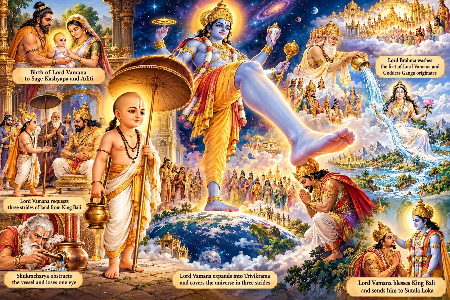 Lord Vamanas Cosmic Three Strides Vamana’s Cosmic Three Strides