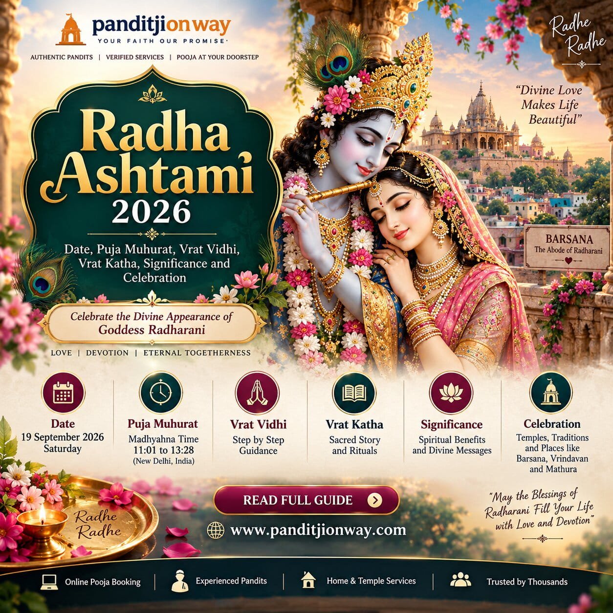 Radha Ashtami 2026 Date Puja Muhurat Vrat Vidhi Radha Ashtami 2026 Date, Puja Muhurat, Vrat Vidhi