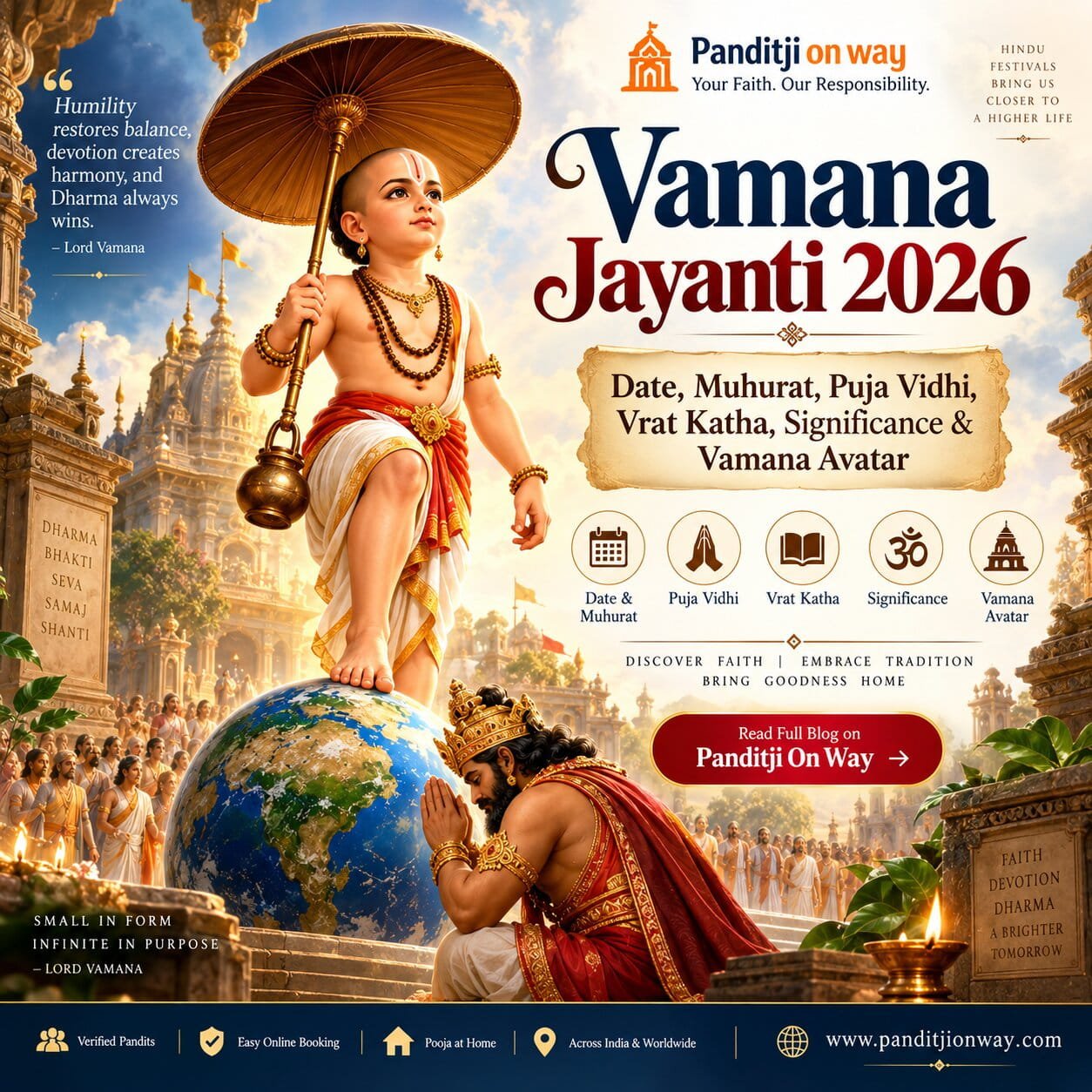 Vamana Jayanti 2026 date, Muhurat, Puja Vidhi and Lord Vamana Avatar