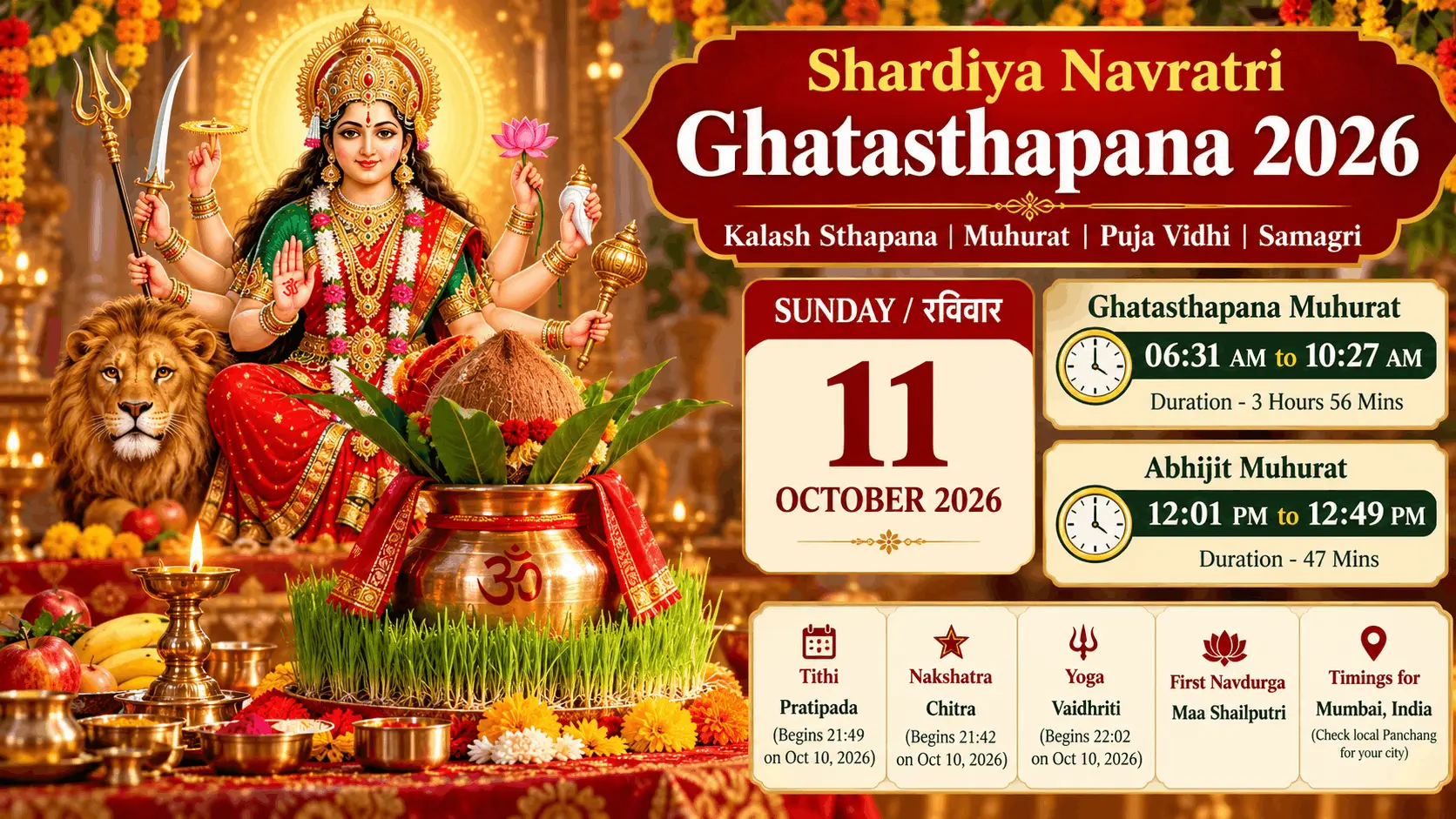 Shardiya Navratri Ghatasthapana 2026 Shardiya Navratri Ghatasthapana 2026