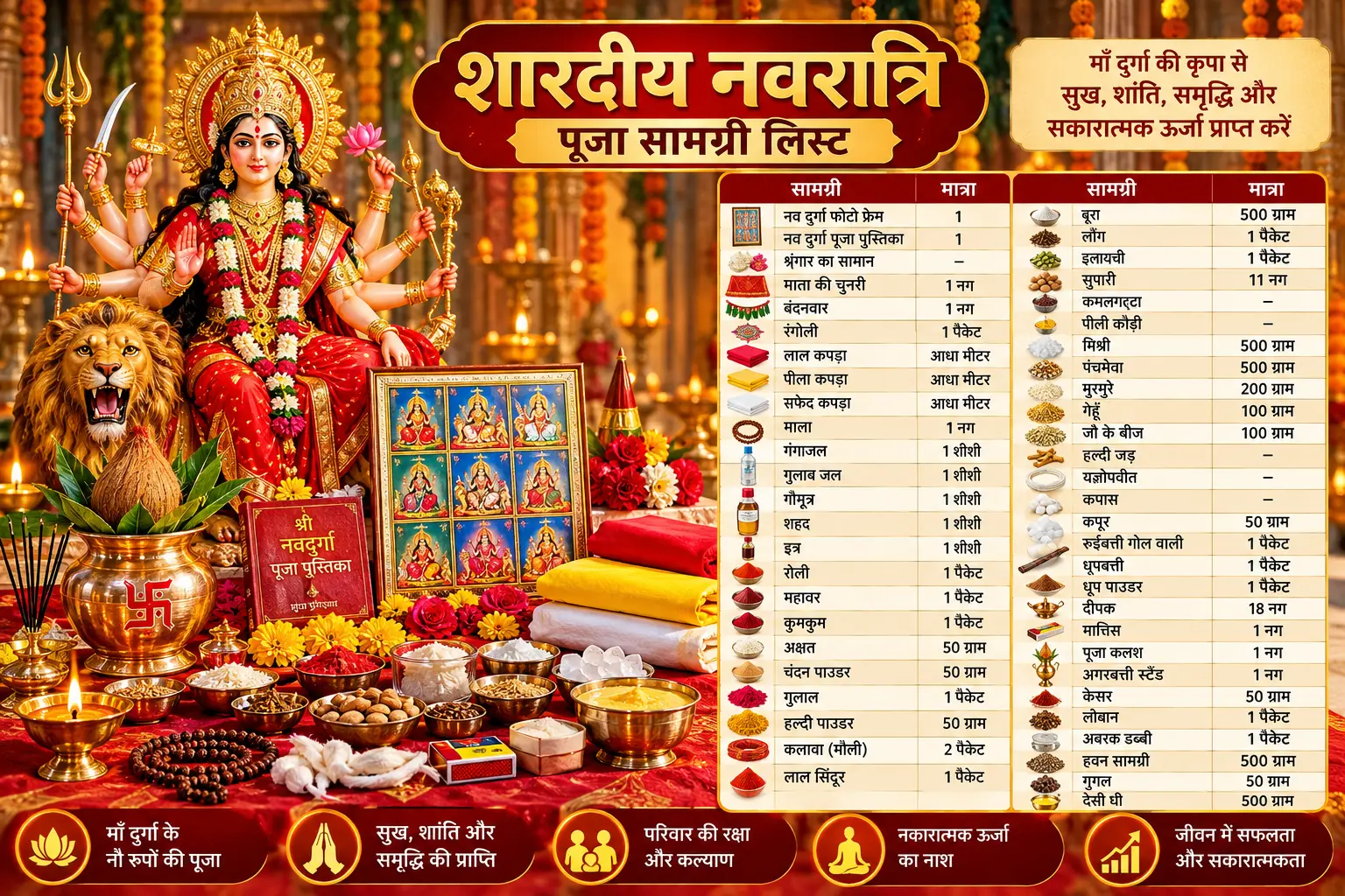 शारदीय नवरात्रि पूजा सामग्री शारदीय नवरात्रि पूजा सामग्री